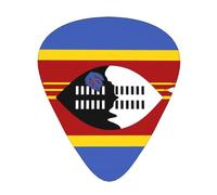 12 Pack Guitar Picks Swaziland flag Print Plectrums With Organizer Storage Box Thin Medium Heavy, For Guitar Bass