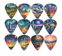 12 Pack Guitar Picks, Ukulele Picks Starry Night Sky Guitar Picks, 0.71mm Medium Guitar Plectrums Guitar Picks, Acoustic Guitars Electric Guitar Pick, Bass Ukulele Electric Guitars Picks, GP500
