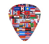 12 Pack Guitar Picks Various flags Print Plectrums With Organizer Storage Box Thin Medium Heavy, For Guitar Bass