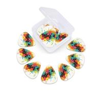 12 Pack Guitar Picks With Organizer Box Abstract Music Themed Bass Picks Thin, Medium & Heavy 3 Different Thickness Celluloid Plectrums For Electric Acoustic Guitars Ukulele Bass, Guitar Gifts