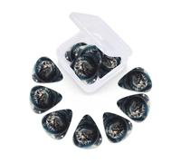 12 Pack Guitar Picks With Organizer Box Astronaut Cat In Space Bass Picks Thin, Medium & Heavy 3 Different Thickness Celluloid Plectrums For Electric Acoustic Guitars Ukulele Bass, Guitar Gifts