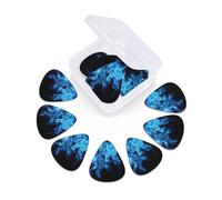 12 Pack Guitar Picks With Organizer Box Blue Flame Bass Picks Thin, Medium & Heavy 3 Different Thickness Celluloid Plectrums For Electric Acoustic Guitars Ukulele Bass, Guitar Gifts