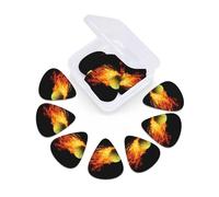 12 Pack Guitar Picks With Organizer Box Burning Tennis Pictures Bass Picks Thin, Medium & Heavy 3 Different Thickness Celluloid Plectrums For Electric Acoustic Guitars Ukulele Bass, Guitar Gifts