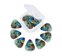 12 Pack Guitar Picks With Organizer Box Colorful Peacock Bass Picks Thin, Medium & Heavy 3 Different Thickness Celluloid Plectrums For Electric Acoustic Guitars Ukulele Bass, Guitar Gifts