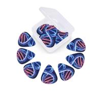 12 Pack Guitar Picks With Organizer Box Dna Genetic Helix Bass Picks Thin, Medium & Heavy 3 Different Thickness Celluloid Plectrums For Electric Acoustic Guitars Ukulele Bass, Guitar Gifts
