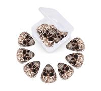 12 Pack Guitar Picks With Organizer Box Skull On White Background Bass Picks Thin, Medium & Heavy 3 Different Thickness Celluloid Plectrums For Electric Acoustic Guitars Ukulele Bass, Guitar Gifts