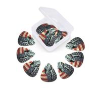 12 Pack Guitar Picks With Organizer Box Statue Liberty American Flag Bass Picks Thin, Medium & Heavy 3 Different Thickness Celluloid Plectrums For Electric Acoustic Guitars Ukulele Bass, Guitar Gifts