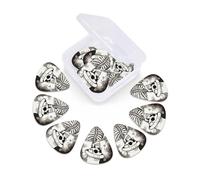 12 Pack Guitar Picks With Organizer Box,Thin, Medium & Heavy 3 Different Celluloid Guitar Pick, Skeleton Chef Abstract Art Pics Plectrums For Bass, Acoustic Electric Guitars