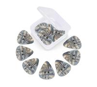 12 Pack Guitar Picks With Organizer Box Vintage Nautical White Ship Bass Picks Thin, Medium & Heavy 3 Different Thickness Celluloid Plectrums For Electric Acoustic Guitars Ukulele Bass, Guitar Gifts