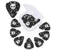 12 Pack Guitar Picks with Organizer Storage Box, 0.46mm, 0.71mm, 0.96mm Thin Medium Heavy Bass Plectrum, Skull Cat Moon Gothic Guitar Picks for Acoustic Ukulele Guitar Accessories
