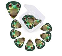 12 Pack Guitar Picks with Organizer Storage Box, 0.46mm, 0.71mm, 0.96mm Thin Medium Heavy Bass Plectrum, Green Funny Frog Guitar Picks for Acoustic Ukulele Guitar Accessories