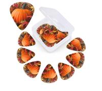 12 Pack Guitar Picks with Organizer Storage Box, 0.46mm, 0.71mm, 0.96mm Thin Medium Heavy Bass Plectrum, Harvest Pumpkin Guitar Picks for Acoustic Ukulele Guitar Accessories