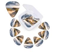 12 Pack Guitar Picks with Organizer Storage Box, 0.46mm, 0.71mm, 0.96mm Thin Medium Heavy Bass Plectrum, beach dunes Guitar Picks for Acoustic Ukulele Guitar Accessories