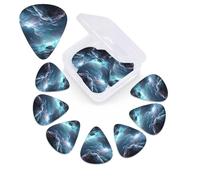 12 Pack Guitar Picks with Organizer Storage Box, 0.46mm, 0.71mm, 0.96mm Thin Medium Heavy Bass Plectrum, 3D Graphics Universe Space Guitar Picks for Acoustic Ukulele Guitar Accessories