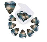 12 Pack Guitar Picks with Organizer Storage Box, 0.46mm, 0.71mm, 0.96mm Thin Medium Heavy Bass Plectrum, Glacier National Park Guitar Picks for Acoustic Ukulele Guitar Accessories