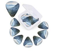 12 Pack Guitar Picks with Organizer Storage Box, 0.46mm, 0.71mm, 0.96mm Thin Medium Heavy Bass Plectrum, Rock Mountain Guitar Picks for Acoustic Ukulele Guitar Accessories