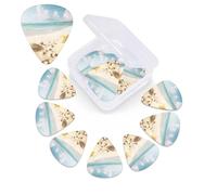 12 Pack Guitar Picks with Organizer Storage Box, 0.46mm, 0.71mm, 0.96mm Thin Medium Heavy Bass Plectrum, Beach Theme Guitar Picks for Acoustic Ukulele Guitar Accessories