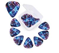 12 Pack Guitar Picks with Organizer Storage Box, 0.46mm, 0.71mm, 0.96mm Thin Medium Heavy Bass Plectrum, Genetic Helix Guitar Picks for Acoustic Ukulele Guitar Accessories