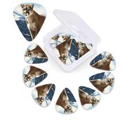 12 Pack Guitar Picks with Organizer Storage Box, 0.46mm, 0.71mm, 0.96mm Thin Medium Heavy Bass Plectrum, Animal Mountain Lion Guitar Picks for Acoustic Ukulele Guitar Accessories