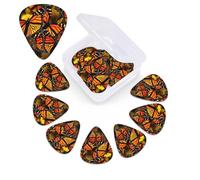 12 Pack Guitar Picks with Organizer Storage Box, 0.46mm, 0.71mm, 0.96mm Thin Medium Heavy Bass Plectrum, Monarch Butterflies Guitar Picks for Acoustic Ukulele Guitar Accessories