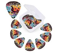 12 Pack Guitar Picks with Organizer Storage Box, 0.46mm, 0.71mm, 0.96mm Thin Medium Heavy Bass Plectrum, Graffiti Hip Hop Guitar Picks for Acoustic Ukulele Guitar Accessories