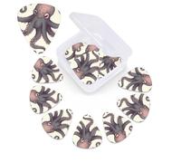 12 Pack Guitar Picks with Organizer Storage Box, 0.46mm, 0.71mm, 0.96mm Thin Medium Heavy Bass Plectrum, Cute Octopus Guitar Picks for Acoustic Ukulele Guitar Accessories