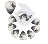 12 Pack Guitar Picks with Organizer Storage Box, 0.46mm, 0.71mm, 0.96mm Thin Medium Heavy Bass Plectrum, Snow Mountain Lone Wolf Guitar Picks for Acoustic Ukulele Guitar Accessories