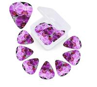12 Pack Guitar Picks with Organizer Storage Box, 0.46mm, 0.71mm, 0.96mm Thin Medium Heavy Bass Plectrum, Purple Orchid Guitar Picks for Acoustic Ukulele Guitar Accessories