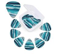 12 Pack Guitar Picks with Organizer Storage Box, 0.46mm, 0.71mm, 0.96mm Thin Medium Heavy Bass Plectrum, Turquoise Beach original seascape Guitar Picks for Acoustic Ukulele Guitar Accessories
