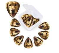 12 Pack Guitar Picks with Organizer Storage Box, 0.46mm, 0.71mm, 0.96mm Thin Medium Heavy Bass Plectrum, Golden Dog Guitar Picks for Acoustic Ukulele Guitar Accessories