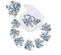 12 Pack Guitar Picks with Organizer Storage Box, 0.46mm, 0.71mm, 0.96mm Thin Medium Heavy Bass Plectrum, Transparent snowflake Guitar Picks for Acoustic Ukulele Guitar Accessories