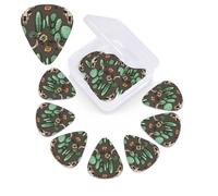 12 Pack Guitar Picks with Organizer Storage Box, 0.46mm, 0.71mm, 0.96mm Thin Medium Heavy Bass Plectrum, Skull of Bull and Cute Cactus Guitar Picks for Acoustic Ukulele Guitar Accessories