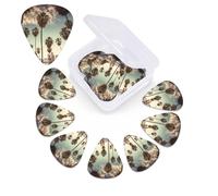 12 Pack Guitar Picks with Organizer Storage Box, 0.46mm, 0.71mm, 0.96mm Thin Medium Heavy Bass Plectrum, Los Angeles Palm Trees Guitar Picks for Acoustic Ukulele Guitar Accessories