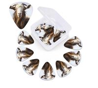 12 Pack Guitar Picks with Organizer Storage Box, 0.46mm, 0.71mm, 0.96mm Thin Medium Heavy Bass Plectrum, Animal Goat Guitar Picks for Acoustic Ukulele Guitar Accessories