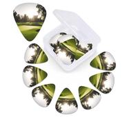 12 Pack Guitar Picks with Organizer Storage Box, 0.46mm, 0.71mm, 0.96mm Thin Medium Heavy Bass Plectrum, Golf Course Guitar Picks for Acoustic Ukulele Guitar Accessories