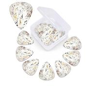 12 Pack Guitar Picks with Organizer Storage Box, 0.46mm, 0.71mm, 0.96mm Thin Medium Heavy Bass Plectrum, Music Notes Print Guitar Picks for Acoustic Ukulele Guitar Accessories