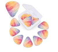 12 Pack Guitar Picks with Organizer Storage Box, 0.46mm, 0.71mm, 0.96mm Thin Medium Heavy Bass Plectrum, Rainbow Guitar Picks for Acoustic Ukulele Guitar Accessories