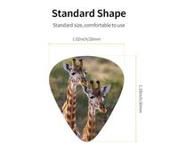 12 Pack Guitar Picks with Organizer Storage Box, 0.46mm, 0.71mm, 0.96mm Thin Medium Heavy Bass Plectrum, Two Giraffes Guitar Picks for Acoustic Ukulele Guitar Accessories