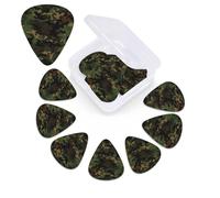 12 Pack Guitar Picks with Organizer Storage Box, 0.46mm, 0.71mm, 0.96mm Thin Medium Heavy Bass Plectrum, Camouflage Pattern Guitar Picks for Acoustic Ukulele Guitar Accessories