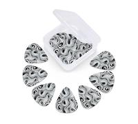 12 Pack Guitar Picks with Organizer Storage Box 3 Different Thickness Black and white swirl Guitar Picks Plectrums for Bass Electric Acoustic Christmas Gifts Includes 0.46mm, 0.71mm, 0.96mm