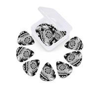 12 Pack Guitar Picks with Organizer Storage Box 3 Different Thickness Black and White Turtle Pattern Guitar Picks Plectrums for Bass Electric Acoustic Christmas Gifts Includes 0.46mm, 0.71mm, 0.96mm