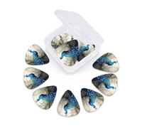 12 Pack Guitar Picks with Organizer Storage Box 3 Different Thickness Blue Peacock Guitar Picks Plectrums for Bass Electric Acoustic Christmas Gifts Includes 0.46mm, 0.71mm, 0.96mm