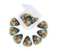 12 Pack Guitar Picks with Organizer Storage Box 3 Different Thickness Chinese Dragon Oil Painting Guitar Picks Plectrums for Bass Electric Acoustic Christmas Gifts Includes 0.46mm, 0.71mm, 0.96mm