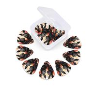 12 Pack Guitar Picks with Organizer Storage Box 3 Different Thickness Cute Black Rabbit and Flowers Guitar Picks Plectrums for Bass Electric Acoustic Christmas Gifts Includes 0.46mm, 0.71mm, 0.96mm