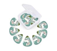 12 Pack Guitar Picks with Organizer Storage Box 3 Different Thickness Cute White Horse Guitar Picks Plectrums for Bass Electric Acoustic Christmas Gifts Includes 0.46mm, 0.71mm, 0.96mm