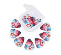 12 Pack Guitar Picks with Organizer Storage Box 3 Different Thickness Painted Flamingo Guitar Picks Plectrums for Bass Electric Acoustic Christmas Gifts Includes 0.46mm, 0.71mm, 0.96mm