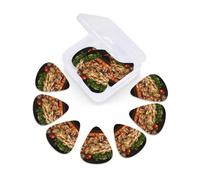 12 Pack Guitar Picks with Organizer Storage Box 3 Different Thickness Pizza with mushrooms tomatoes Guitar Picks Plectrums for Bass Electric Acoustic Christmas Gifts Includes 0.46mm, 0.71mm, 0.96mm