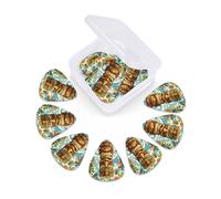 12 Pack Guitar Picks with Organizer Storage Box 3 Different Thickness Vintage Aloha Tiki Pattern Guitar Picks Plectrums for Bass Electric Acoustic Christmas Gifts Includes 0.46mm, 0.71mm, 0.96mm