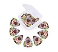 12 Pack Guitar Picks with Organizer Storage Box 3 Different Thickness Yorkie Floral Guitar Picks Plectrums for Bass Electric Acoustic Christmas Gifts Includes 0.46mm, 0.71mm, 0.96mm