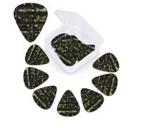 12 Pack Guitar Picks with Organizer Storage Box Slim Medium Heavy 3 Different Thickness Military Digital Camouflage Guitar Picks for Ukulele Accessories